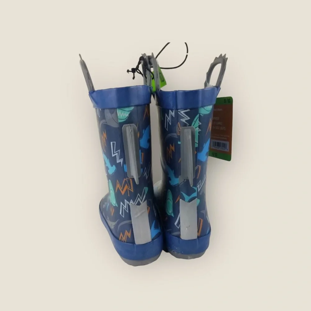 Members Mark‎ Children’s Lined pull on Rain Boot Blue Shark Design size 9/10
